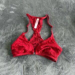 VS Pink Red Lace Bralette | XS